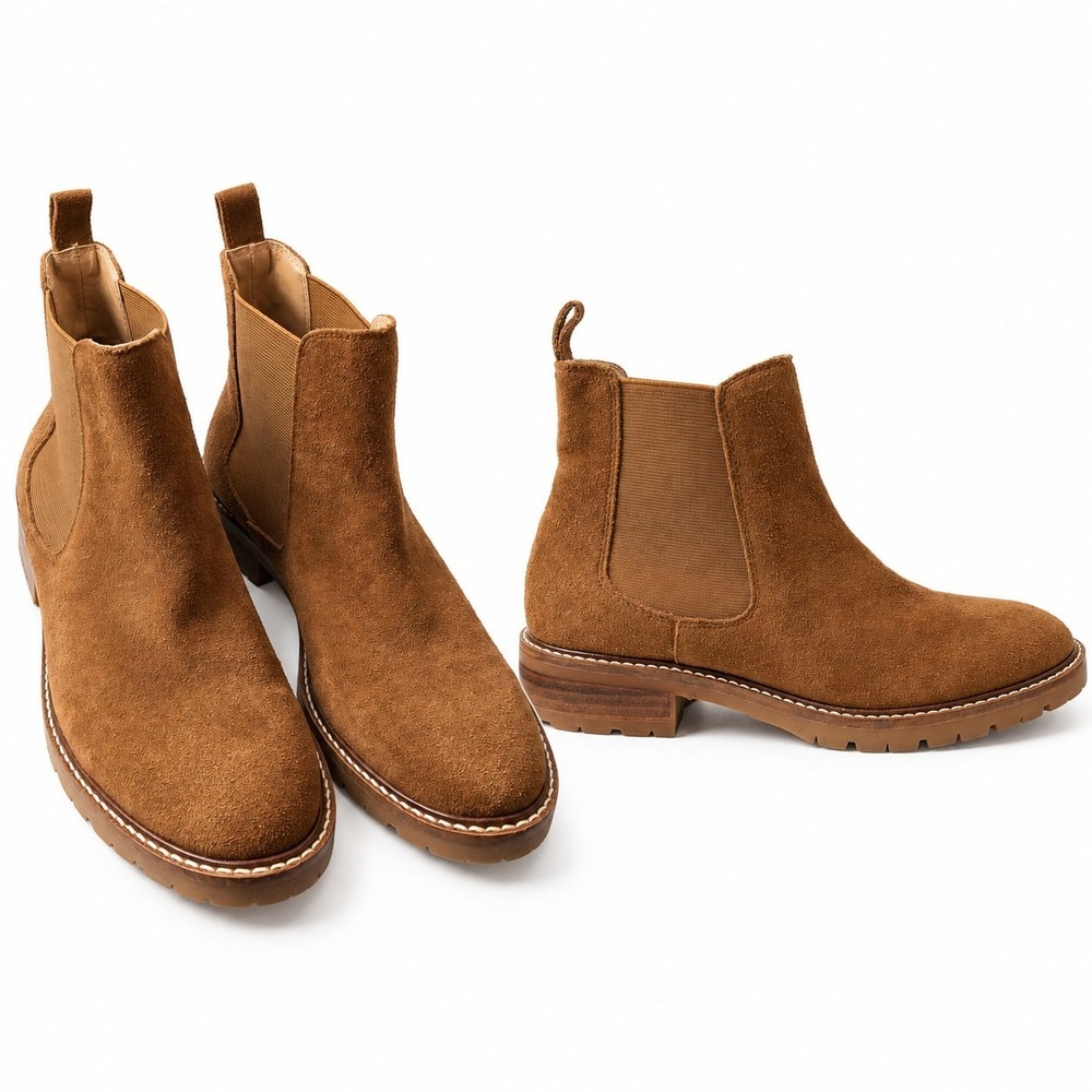 STEVE MADDEN Leopold Chelsea Boot Women Sz 8 Chestnut Brown Pull-On Side Gussets